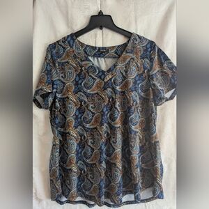 Jones New York Paisley Blouse - Navy and Rust